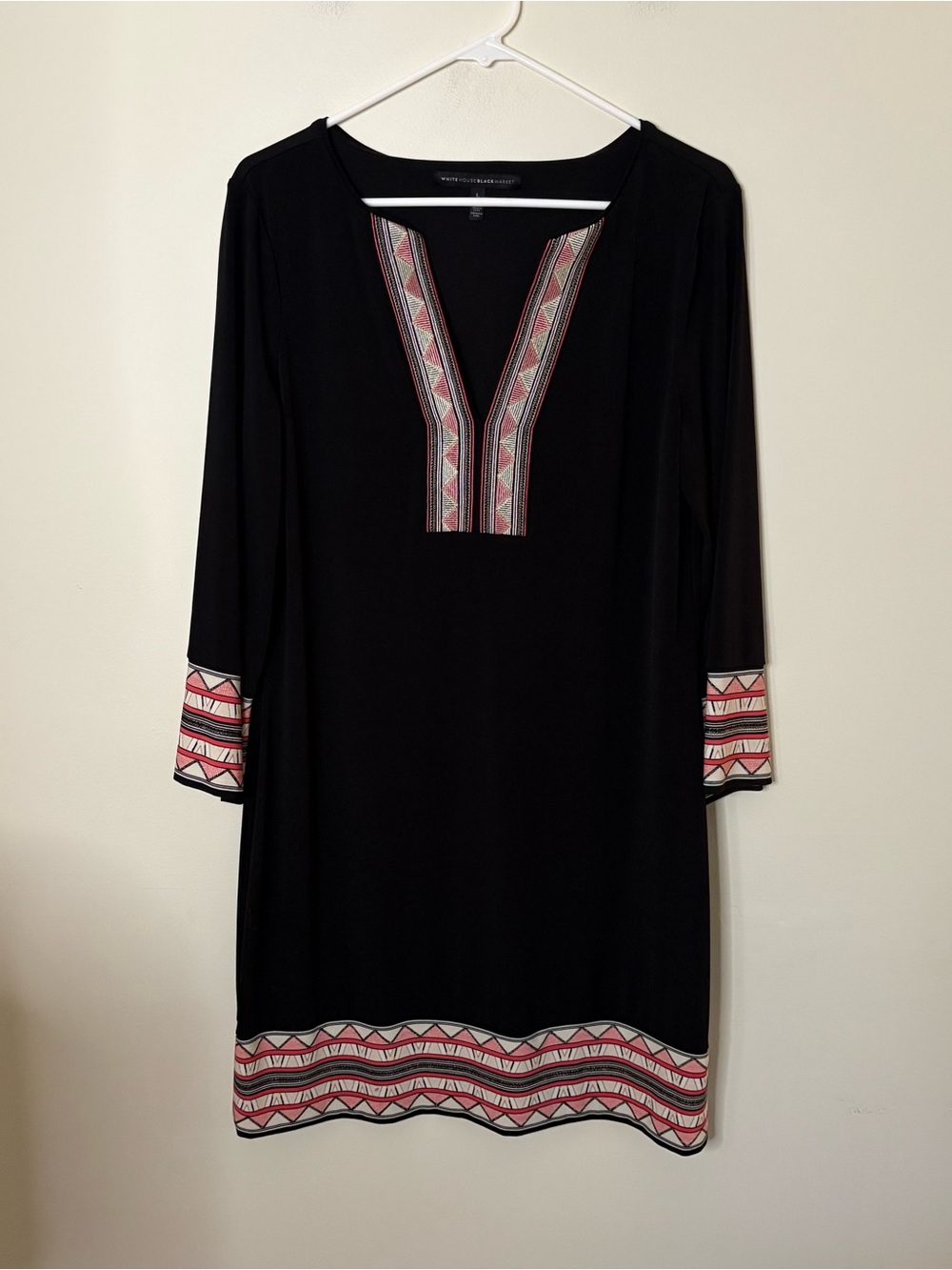 White House Black Market Women’s Large Black Knee Length Dress Pink U7